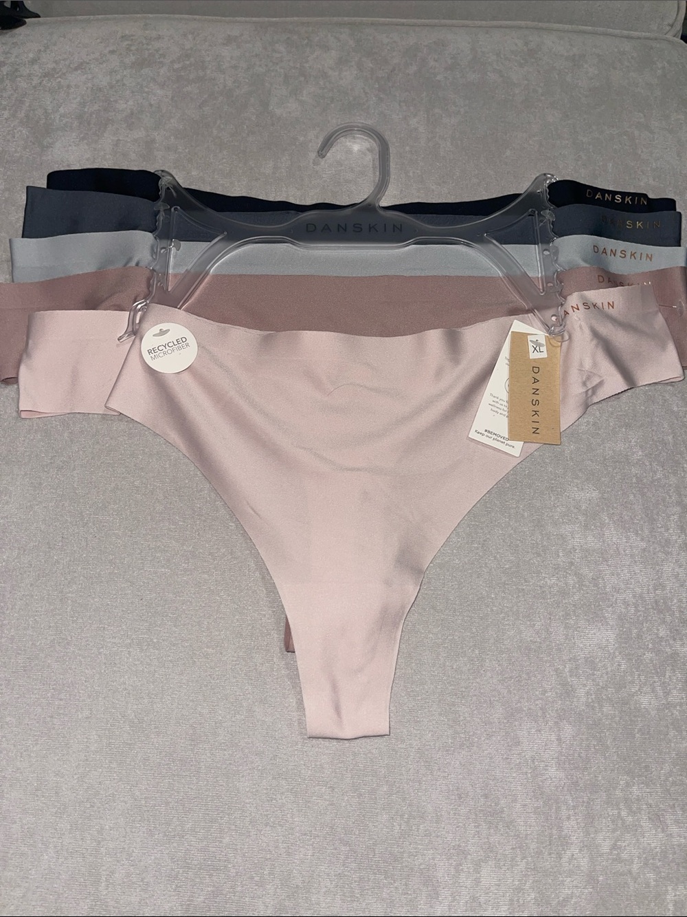 Danskin Seamless Thong Set - Blush, Light Gray, Navy, Dusty Rose